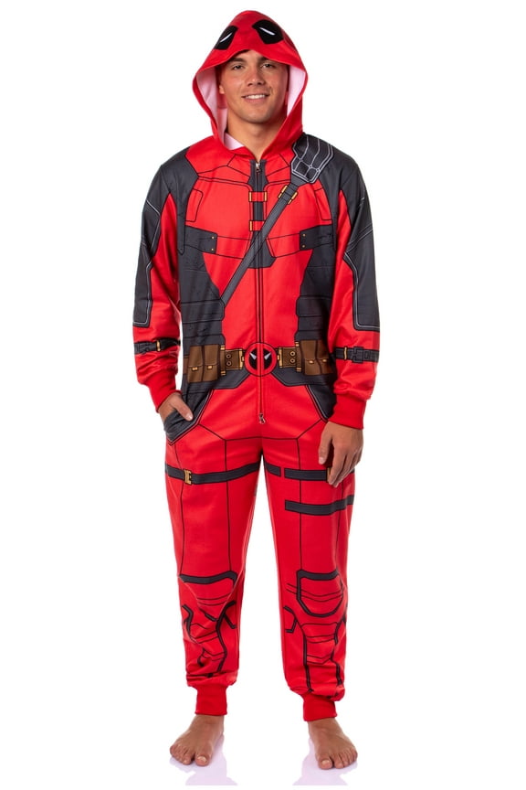 Marvel Deadpool Anti-hero Adult Hooded Union Suit Costume Pajama For Men and Women