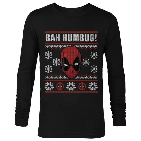 Marvel Deadpool Bah Humbug Holiday - Long Sleeve T-Shirt for Men - Customized-Black