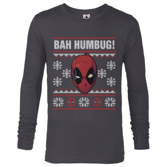 Marvel Deadpool Bah Humbug Holiday - Long Sleeve T-Shirt for Men - Customized-Charcoal Heather
