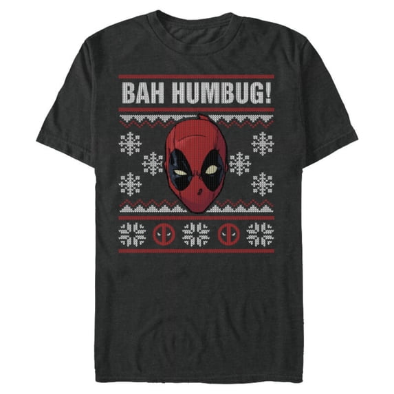 Marvel Deadpool Bah Humbug Holiday - Short Sleeve Blended T-Shirt for Adults - Customized-Dark Heather