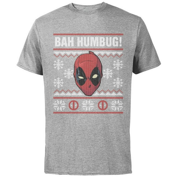 Marvel Deadpool Bah Humbug Holiday - Short Sleeve Cotton T-Shirt for Adults - Customized-Athletic Heather
