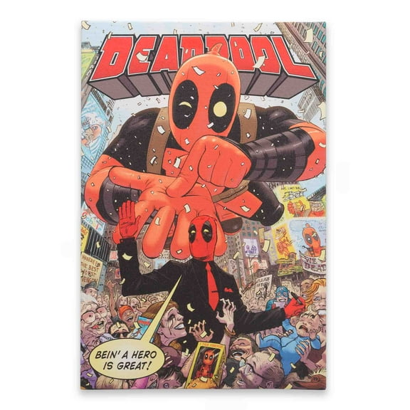 Marvel Deadpool Bein' a Hero Comic Book Canvas Wall Decor for Man Cave, Teen Room, or Movie Room