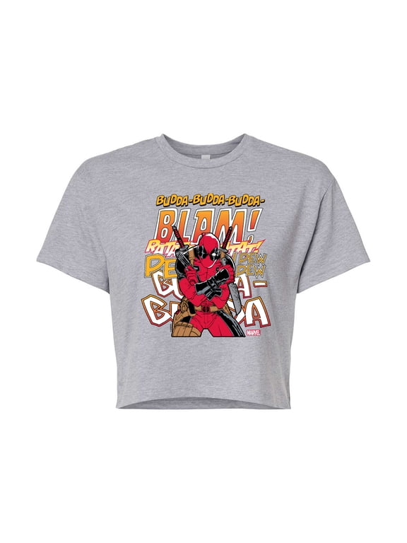 Deadpool - Blam - Juniors Cropped Graphic T-Shirt