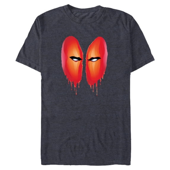 Marvel Deadpool Blood Drip Eyes Mask Comic Art - Short Sleeve Blended T-Shirt for Adults - Customized-Navy Heather