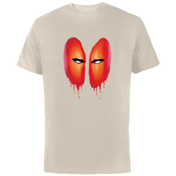 Marvel Deadpool Blood Drip Eyes Mask Comic Art - Short Sleeve Cotton T-Shirt for Adults - Customized-Natural