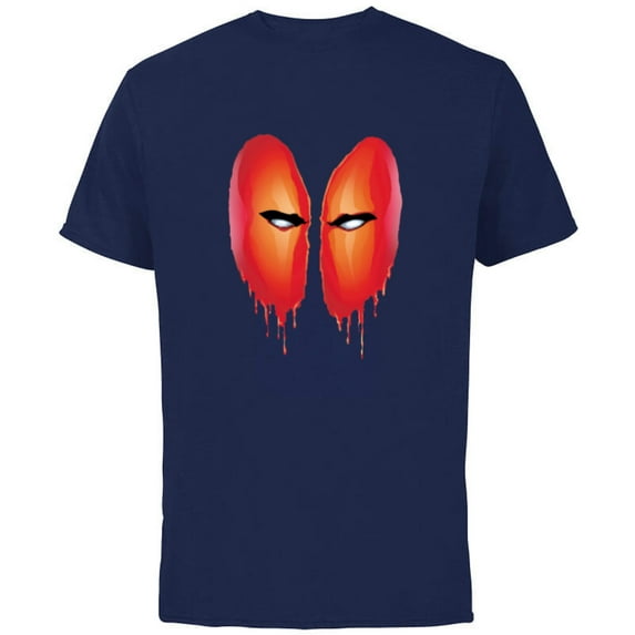Marvel Deadpool Blood Drip Eyes Mask Comic Art - Short Sleeve Cotton T-Shirt for Adults - Customized-Navy