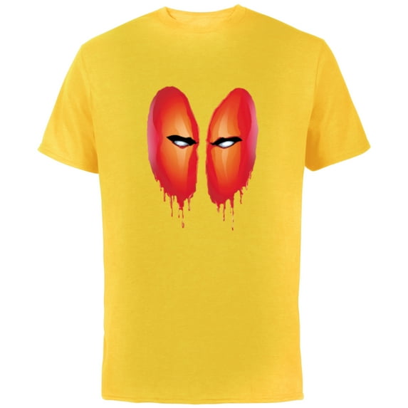 Marvel Deadpool Blood Drip Eyes Mask Comic Art - Short Sleeve Cotton T-Shirt for Adults - Customized-Yellow