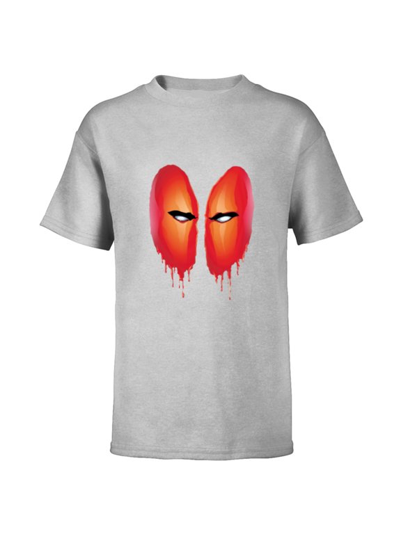Deadpool Blood Drip Eyes Mask Comic Art - Short Sleeve T-Shirt for Kids - Customized-Athletic Heather