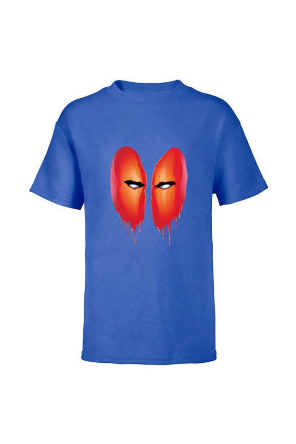 Deadpool Blood Drip Eyes Mask Comic Art - Short Sleeve T-Shirt for Kids - Customized-Royal