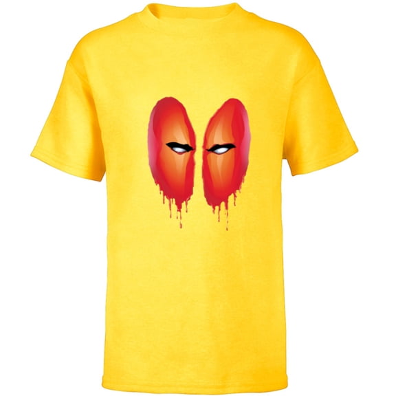 Marvel Deadpool Blood Drip Eyes Mask Comic Art - Short Sleeve T-Shirt for Kids - Customized-Yellow
