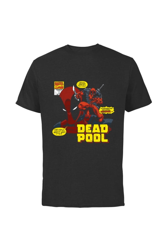 Deadpool Comic Art Black - Short Sleeve Cotton T-Shirt for Adults - Customized-Black