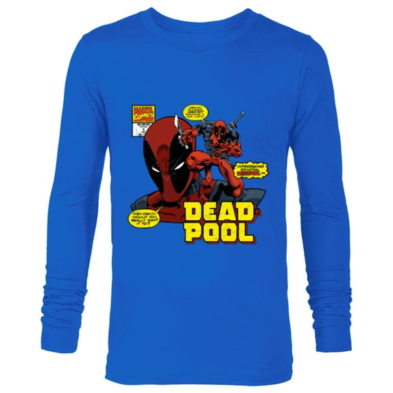 Marvel Deadpool Comic Art - Long Sleeve T-Shirt for Men - Customized-Navy