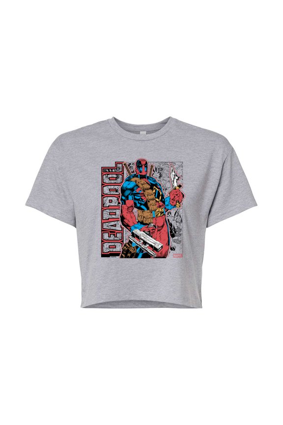 Deadpool - Comic Book Panel - Juniors Cropped Graphic T-Shirt