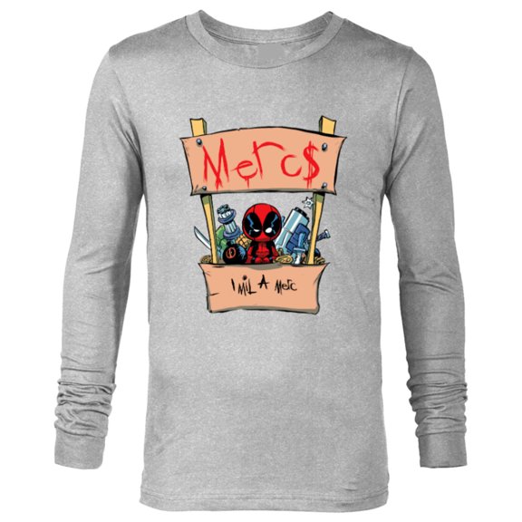 Marvel Deadpool Comic Mercs 1 Mil Booth Cute Style - Long Sleeve T-Shirt for Men - Customized-Athletic Heather