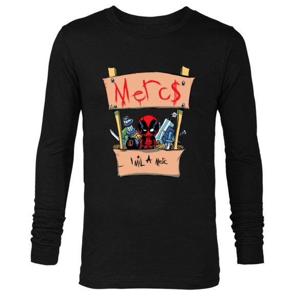 Marvel Deadpool Comic Mercs 1 Mil Booth Cute Style - Long Sleeve T-Shirt for Men - Customized-Black