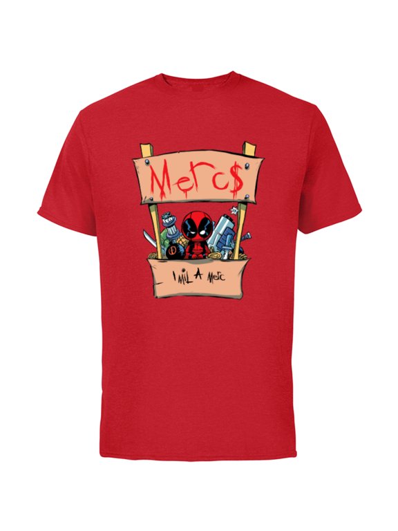 Deadpool Comic Mercs 1 Mil Booth Cute Style - Short Sleeve Cotton T-Shirt for Adults - Customized-Red
