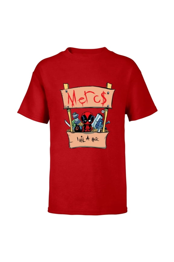 Deadpool Comic Mercs 1 Mil Booth Cute Style - Short Sleeve T-Shirt for Kids - Customized-Red