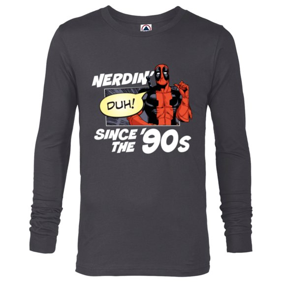 Marvel Deadpool Comic Nerdin' Since the 90s - Long Sleeve T-Shirt for Men - Customized-Charcoal Heather