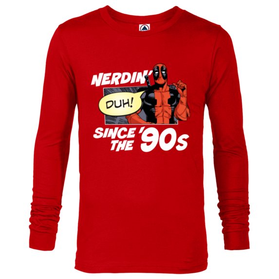 Marvel Deadpool Comic Nerdin' Since the 90s - Long Sleeve T-Shirt for Men - Customized-New Red