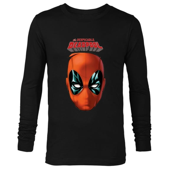 Marvel Deadpool Comic The Despicable Deadpool Face & Logo - Long Sleeve T-Shirt for Men - Customized-Black