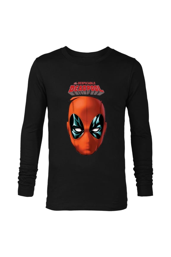 Deadpool Comic The Despicable Deadpool Face & Logo - Long Sleeve T-Shirt for Men - Customized-Black