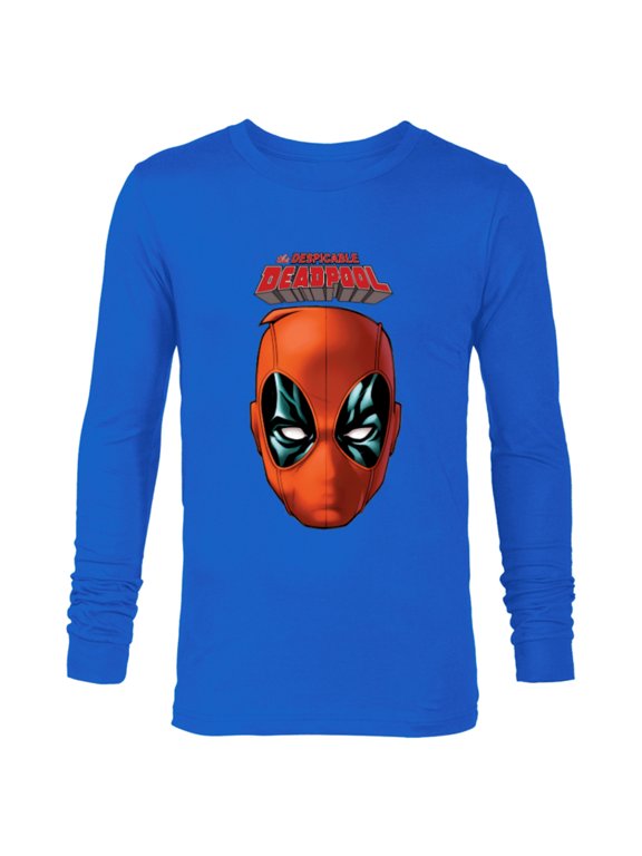 Deadpool Comic The Despicable Deadpool Face & Logo - Long Sleeve T-Shirt for Men - Customized-Navy