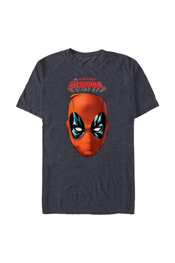 Deadpool Comic The Despicable Deadpool Face & Logo - Short Sleeve Blended T-Shirt for Adults - Customized-Navy Heather