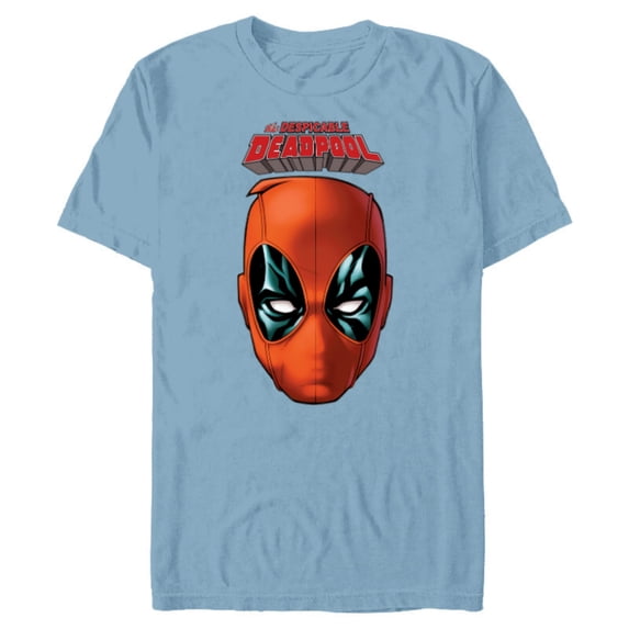 Marvel Deadpool Comic The Despicable Deadpool Face & Logo - Short Sleeve Blended T-Shirt for Adults - Customized-Ocean Blue