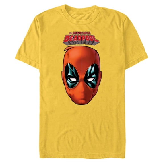 Marvel Deadpool Comic The Despicable Deadpool Face & Logo - Short Sleeve Blended T-Shirt for Adults - Customized-Yellow