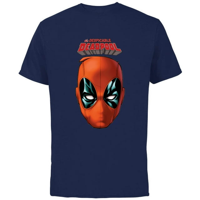Marvel Deadpool Comic The Despicable Deadpool Face & Logo - Short Sleeve Cotton T-Shirt for Adults - Customized-Navy