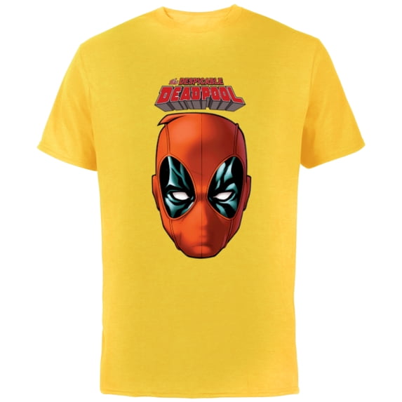 Marvel Deadpool Comic The Despicable Deadpool Face & Logo - Short Sleeve Cotton T-Shirt for Adults - Customized-Yellow