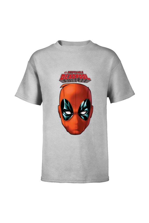 Deadpool Comic The Despicable Deadpool Face & Logo - Short Sleeve T-Shirt for Kids - Customized-Athletic Heather