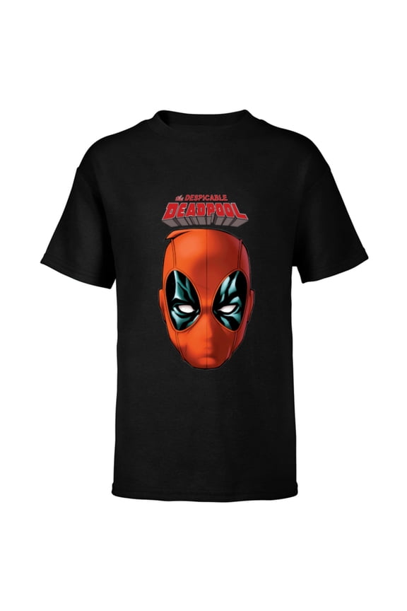 Deadpool Comic The Despicable Deadpool Face & Logo - Short Sleeve T-Shirt for Kids - Customized-Black