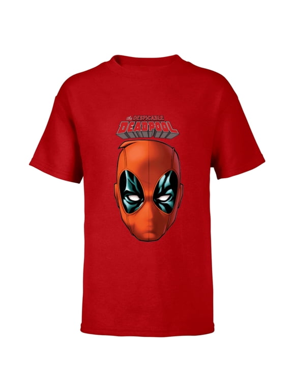 Deadpool Comic The Despicable Deadpool Face & Logo - Short Sleeve T-Shirt for Kids - Customized-Red