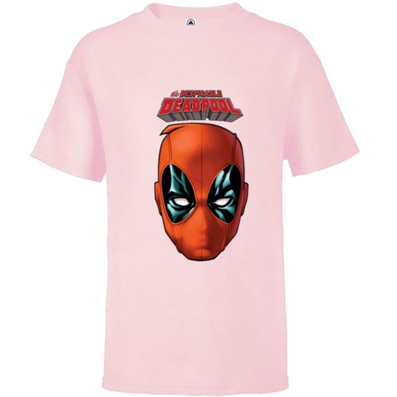 Marvel Deadpool Comic The Despicable Deadpool Face & Logo - Short Sleeve T-Shirt for Kids - Customized-Soft Pink