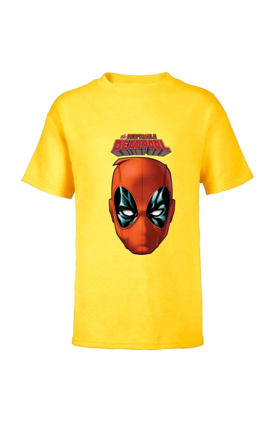 Deadpool Comic The Despicable Deadpool Face & Logo - Short Sleeve T-Shirt for Kids - Customized-Yellow