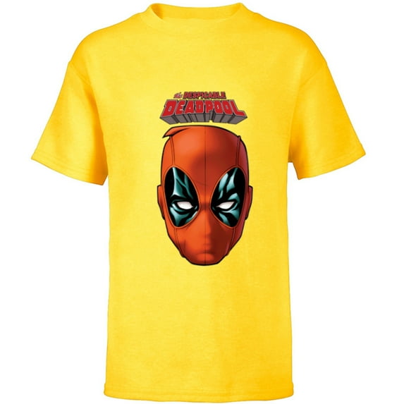 Marvel Deadpool Comic The Despicable Deadpool Face & Logo - Short Sleeve T-Shirt for Kids - Customized-Yellow
