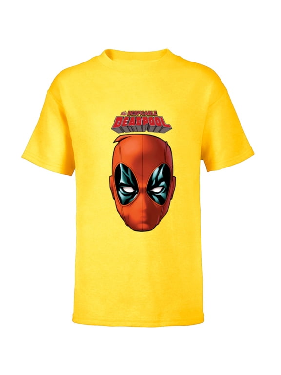 Deadpool Comic The Despicable Deadpool Face & Logo - Short Sleeve T-Shirt for Kids - Customized-Yellow