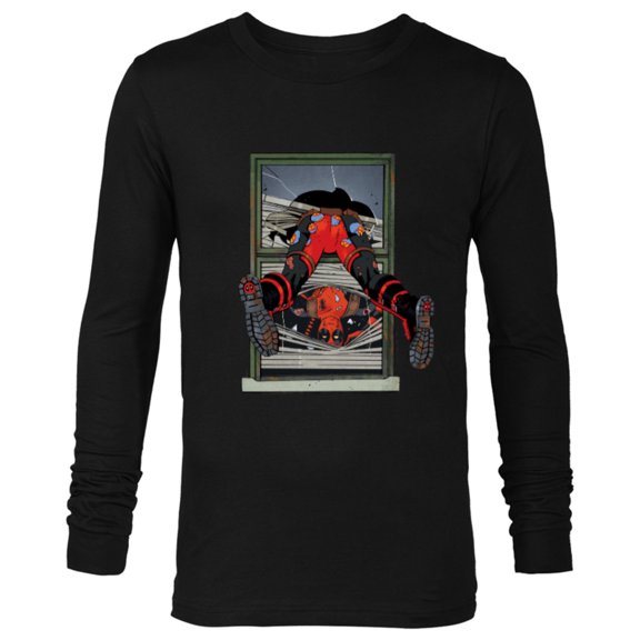Marvel Deadpool Comic X-Men Undies Window Smash - Long Sleeve T-Shirt for Men - Customized-Black