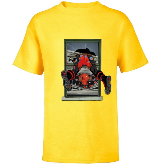 Marvel Deadpool Comic X-Men Undies Window Smash - Short Sleeve T-Shirt for Kids - Customized-Yellow