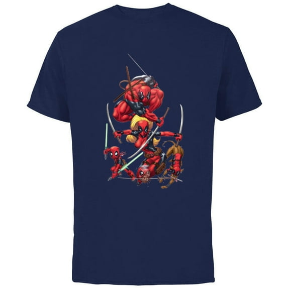 Marvel Deadpool Corps Lady Deadpool Kidpool Headpool Dogpool - Short Sleeve Cotton T-Shirt for Adults - Customized-Navy