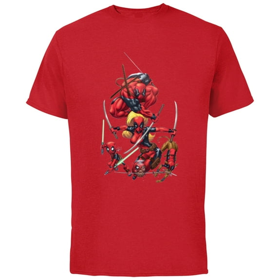 Marvel Deadpool Corps Lady Deadpool Kidpool Headpool Dogpool - Short Sleeve Cotton T-Shirt for Adults - Customized-Red