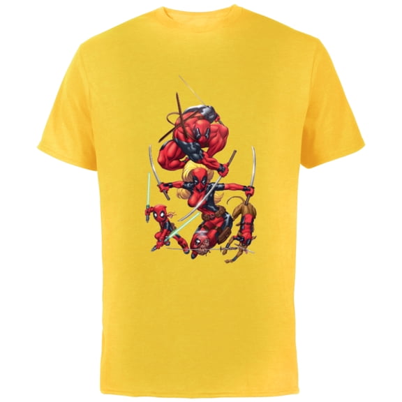 Marvel Deadpool Corps Lady Deadpool Kidpool Headpool Dogpool - Short Sleeve Cotton T-Shirt for Adults - Customized-Yellow