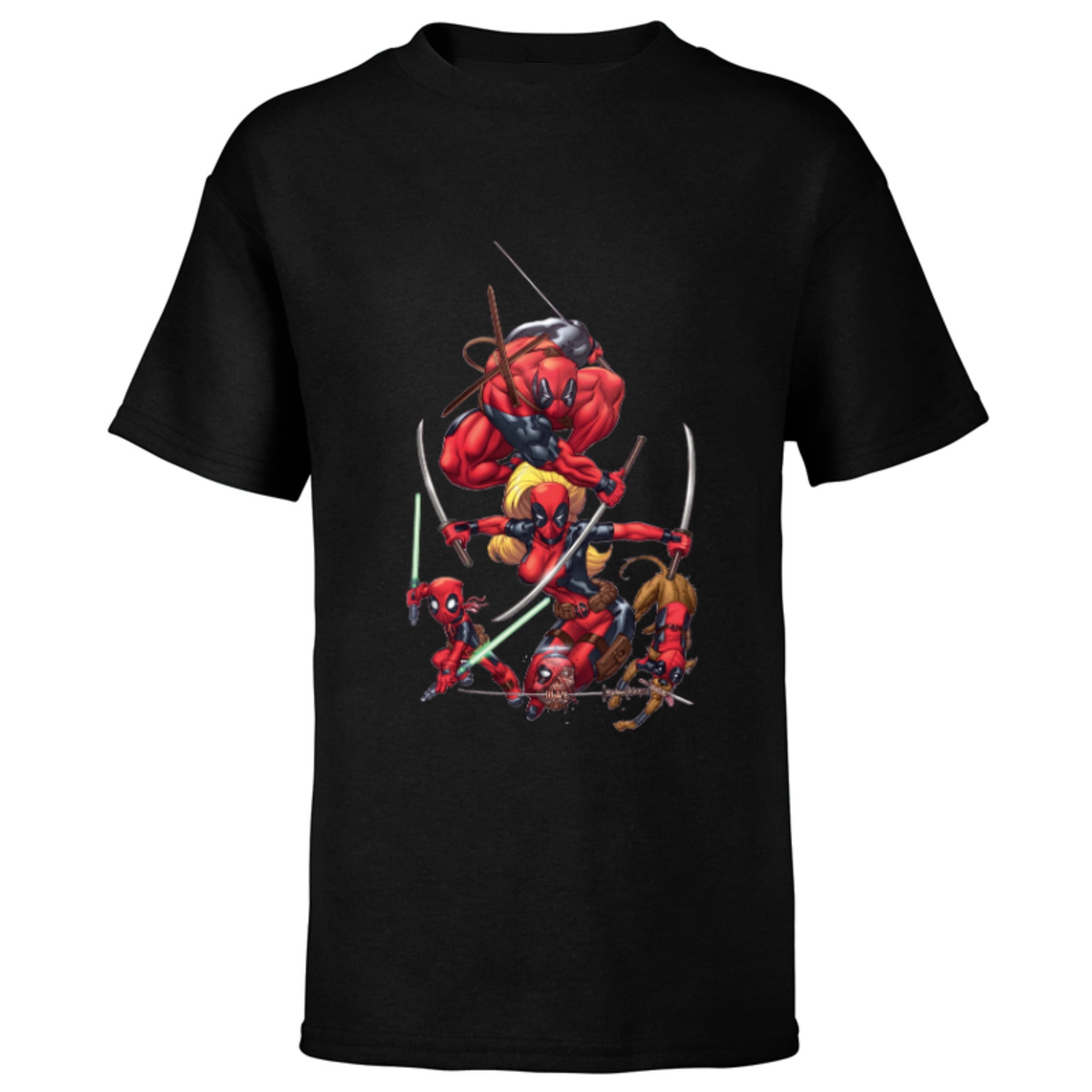Deadpool Dogpool Hombre Camiseta Negro Vorne Bedruckt Regular