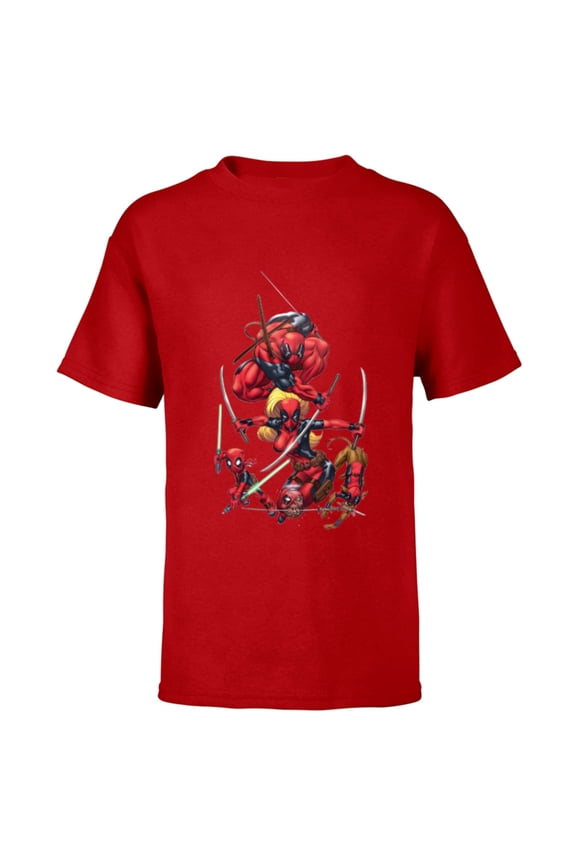 Deadpool Corps Lady Deadpool Kidpool Headpool Dogpool - Short Sleeve T-Shirt for Kids - Customized-Red