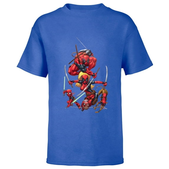 Marvel Deadpool Corps Lady Deadpool Kidpool Headpool Dogpool - Short Sleeve T-Shirt for Kids - Customized-Royal