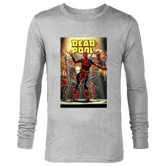 Marvel Deadpool Dashingly Dancing Deadpool Comic Cover Art - Long Sleeve T-Shirt for Men - Customized-Athletic Heather