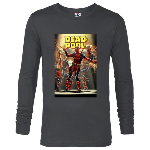 Marvel Deadpool Dashingly Dancing Deadpool Comic Cover Art - Long Sleeve T-Shirt for Men - Customized-Charcoal Heather