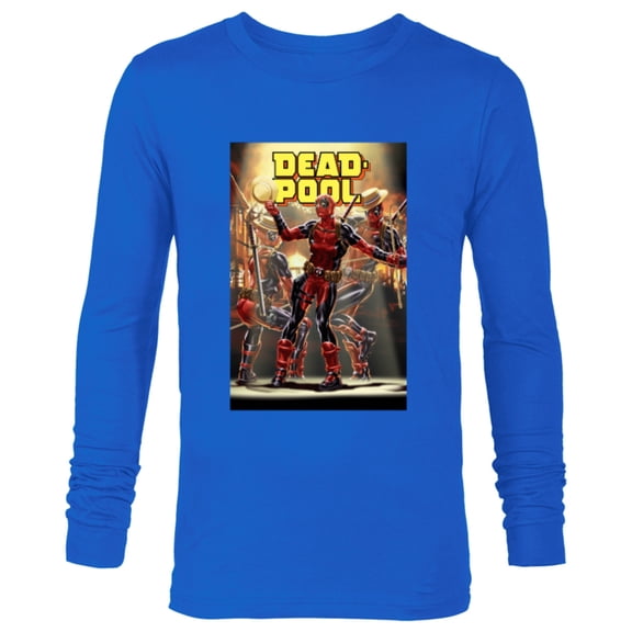 Marvel Deadpool Dashingly Dancing Deadpool Comic Cover Art - Long Sleeve T-Shirt for Men - Customized-Navy