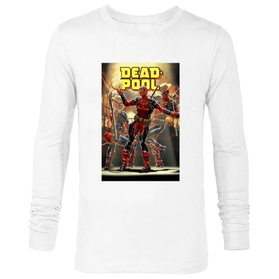 Marvel Deadpool Dashingly Dancing Deadpool Comic Cover Art - Long Sleeve T-Shirt for Men - Customized-White